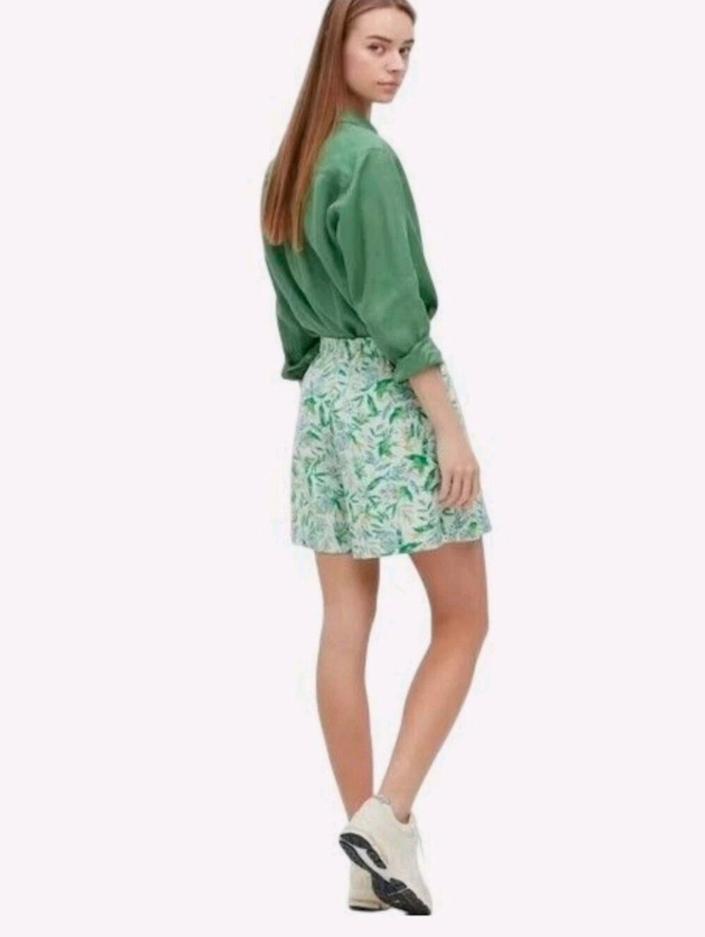 Ellen Tracy Pull On Linen Blend Skort Green  XL - Picture 3 of 12